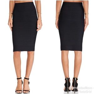 BCBGMaxAzria Leger Long Black Bandage Skirt